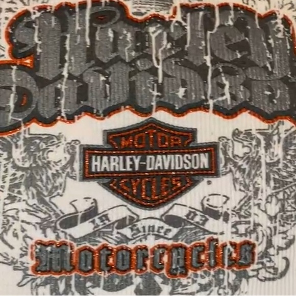 White, grey and sparkly orange Harley Davidson Edmonton, Alberta tank top. - Picture 3 of 4